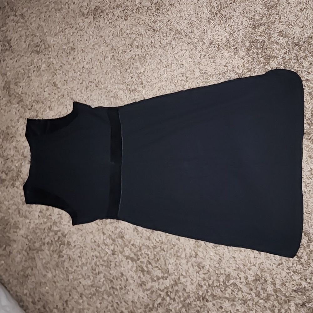 L'AGENCE REAL LEATHER TRIM BLACK SIDE SLIT PENCIL SHEATH DRESS EUC - Picture 8 of 8